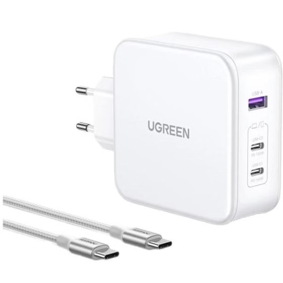 شارژر دیواری یوگرین 140 وات با دو پورت USB-C و یک پورت USB-A مدل15339