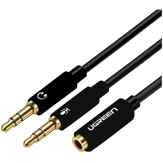 کابل تبدیل 1 به 2 صدا 3.5 میلی متر یوگرین 20898 طول 20 سانتی متر